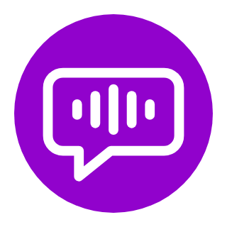 Line icon of a chat bubble with a voice waveform, representing AI coaching at scale