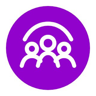 Line icon of three people under a protective arc, representing anonymized team insights